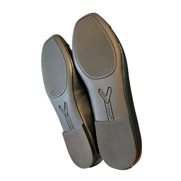 Vionic Black Leather Loafers with Bow Accent - Picture 6 of 9